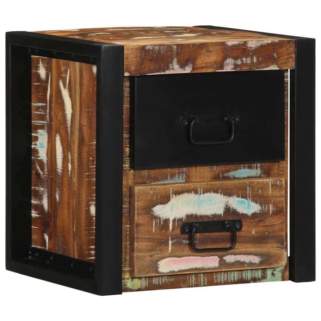 vidaXL Mesilla de noche multicolor 40x35x40 cm madera maciza reciclada