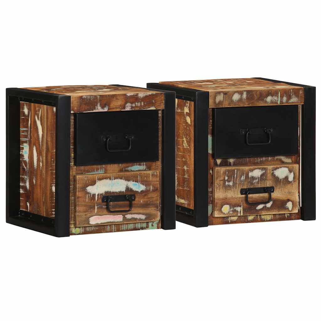 vidaXL Mesilla de noche multicolor 40x35x40 cm madera maciza reciclada
