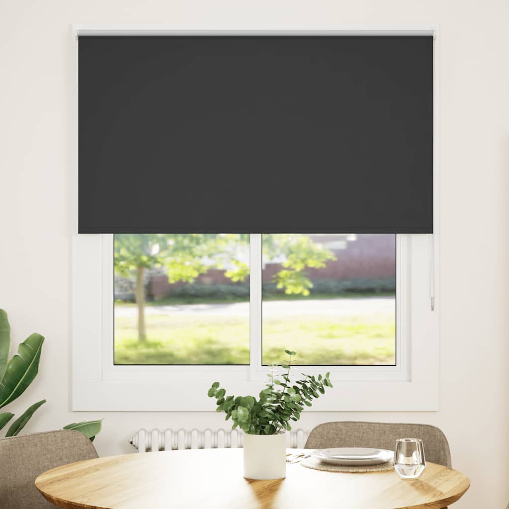 vidaXL Estor Enrollable Opaco negro 135x175 cm Tela Ancho 131,6 cm