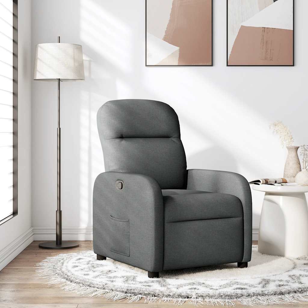vidaXL Sillón reclinable de tela gris oscuro