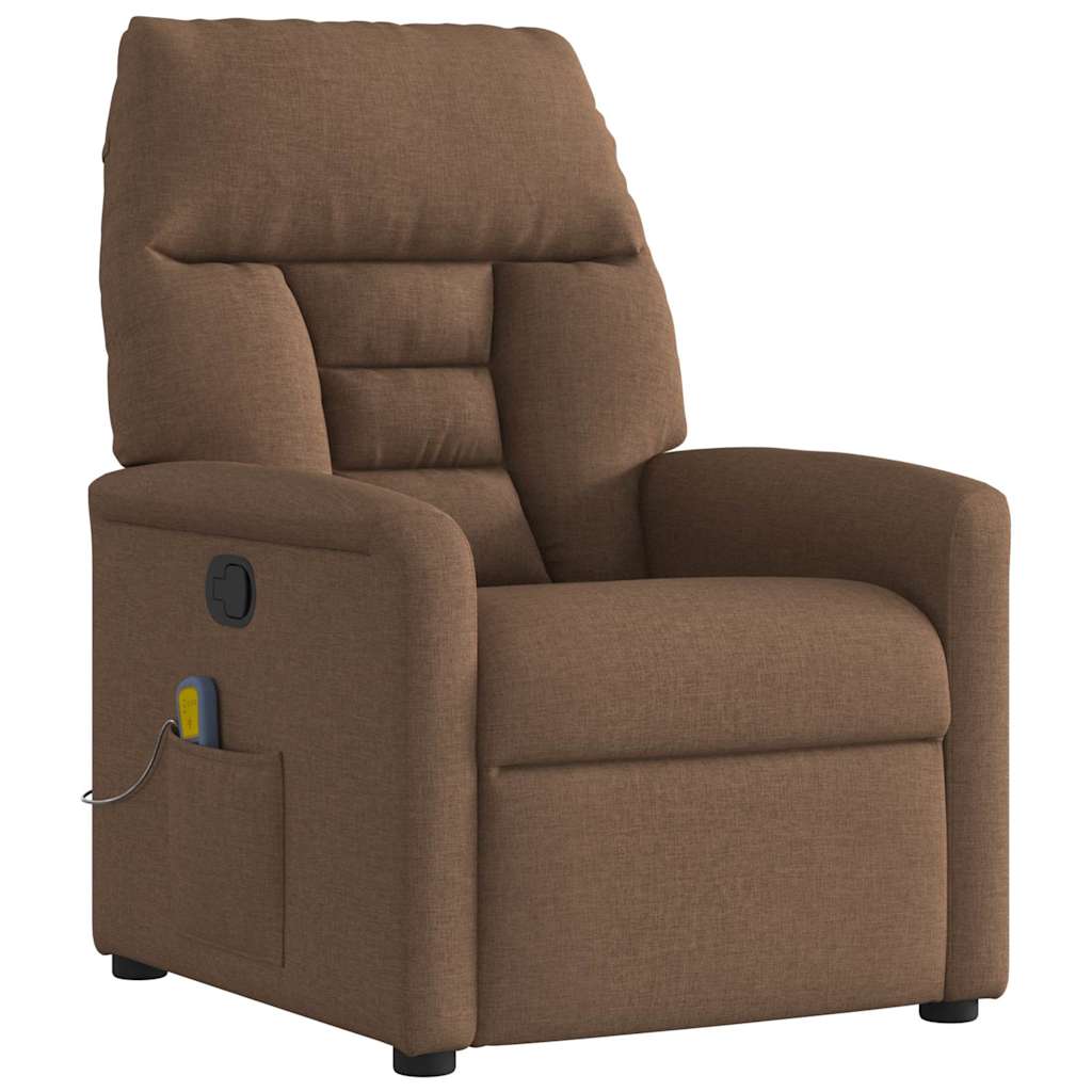 vidaXL Sillón reclinable con masaje de tela marrón