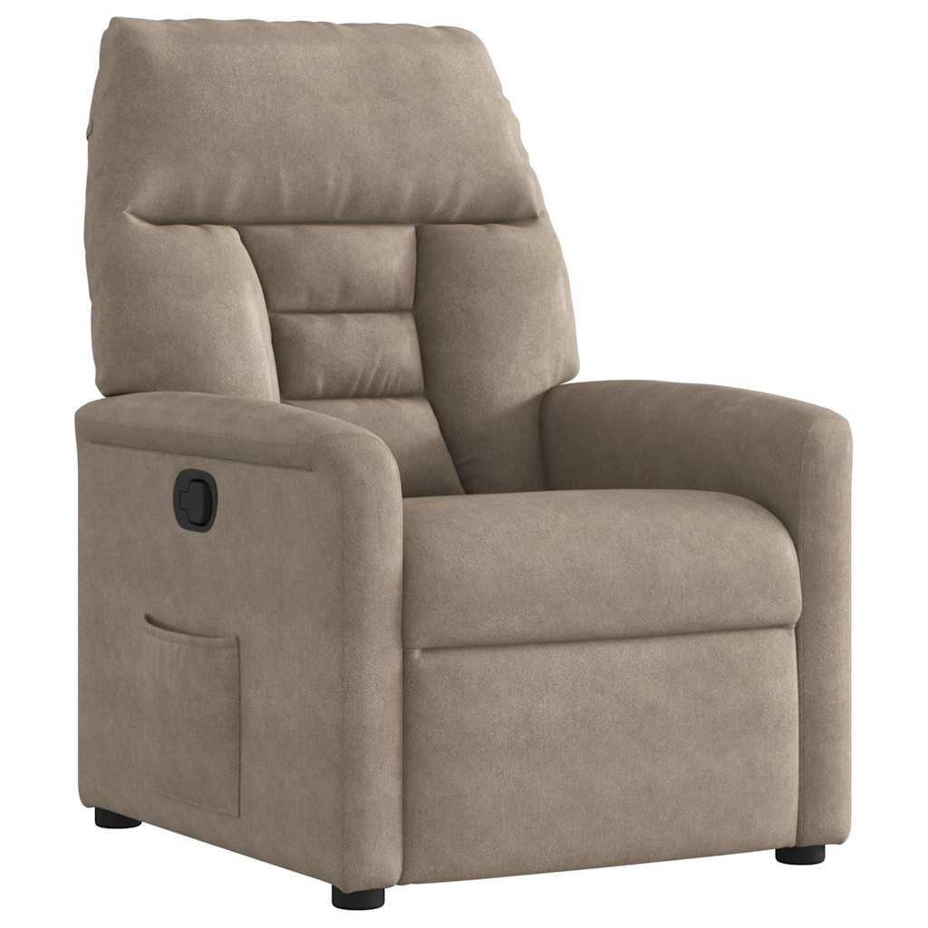 vidaXL Sillón reclinable tela de microfibra gris taupe