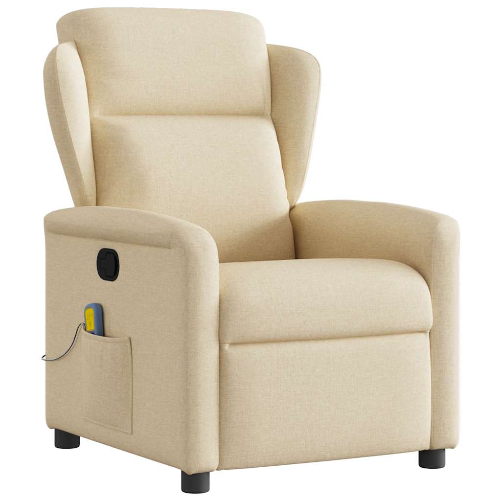 vidaXL Sillón de masaje reclinable de tela crema