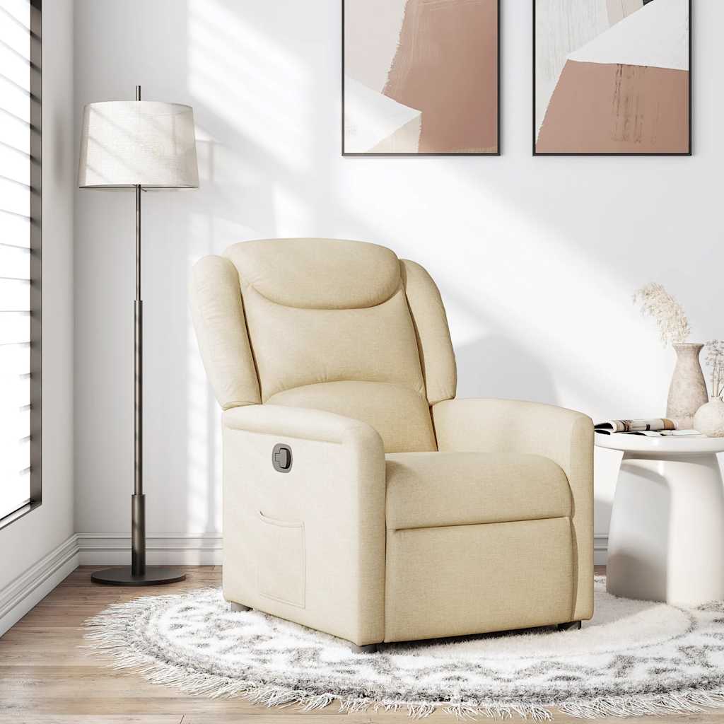vidaXL Sillón reclinable de tela crema