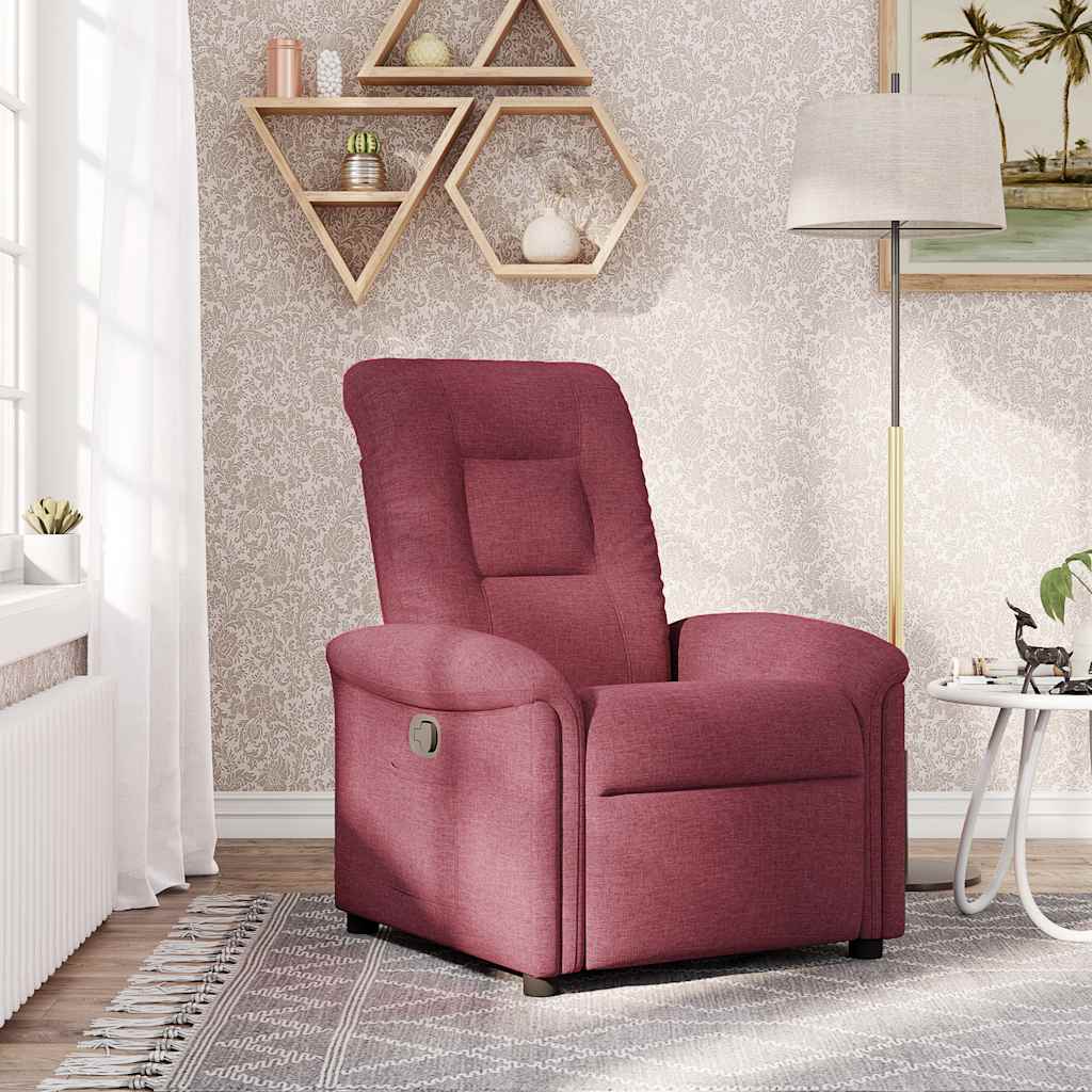 vidaXL Sillón reclinable de tela rojo tinto