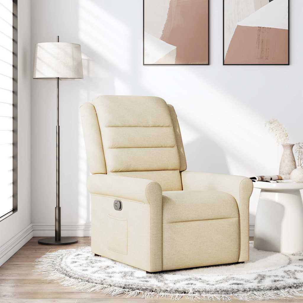 vidaXL Sillón reclinable de tela crema