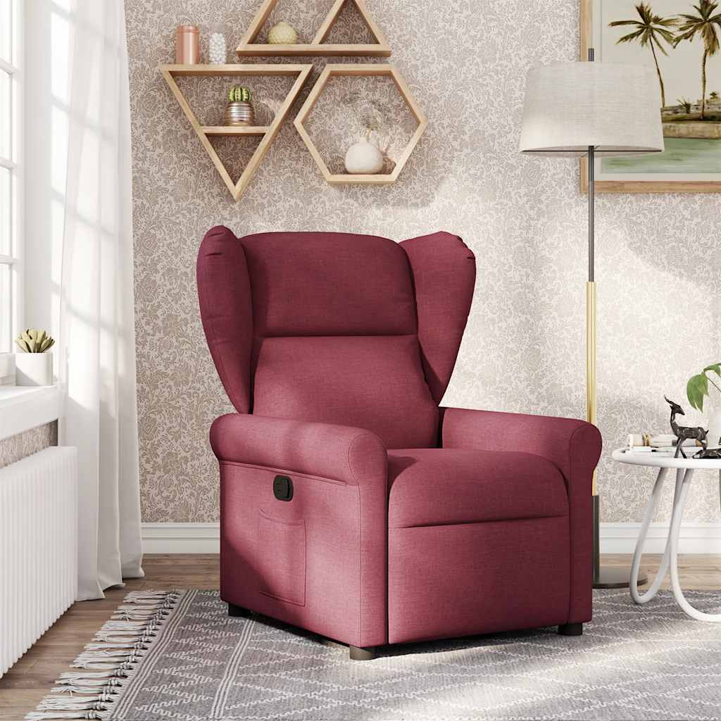 vidaXL Sillón reclinable de tela rojo tinto
