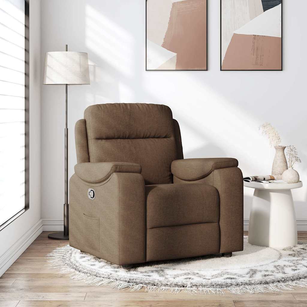 vidaXL Sillón reclinable de tela marrón