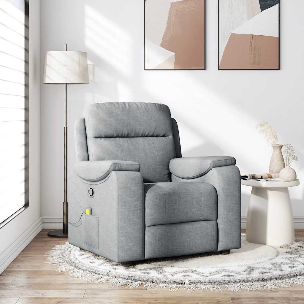 vidaXL Sillón reclinable de masaje de tela gris claro
