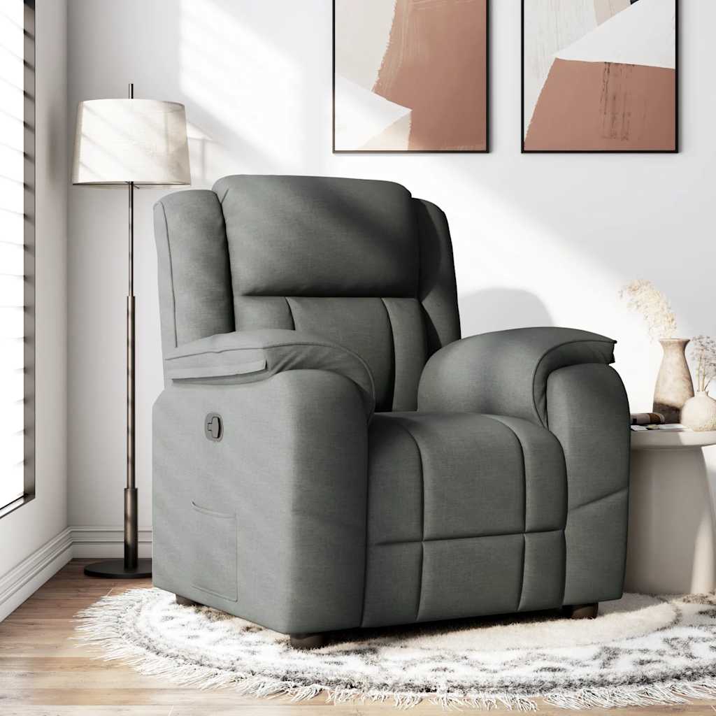 vidaXL Sillón reclinable de tela gris oscuro