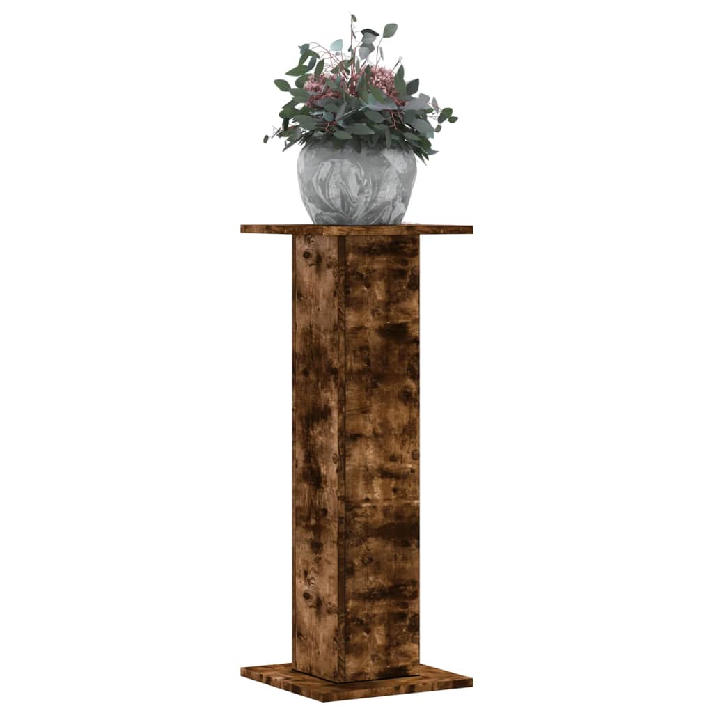vidaXL Soportes para plantas 2 uds madera roble ahumado 30x30x80 cm