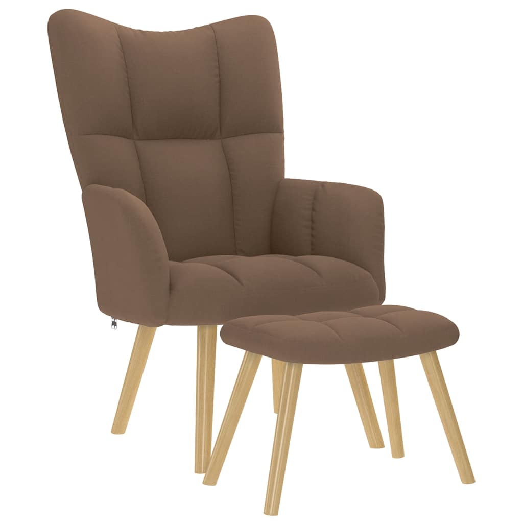 vidaXL Sillón de relax con taburete tela marrón