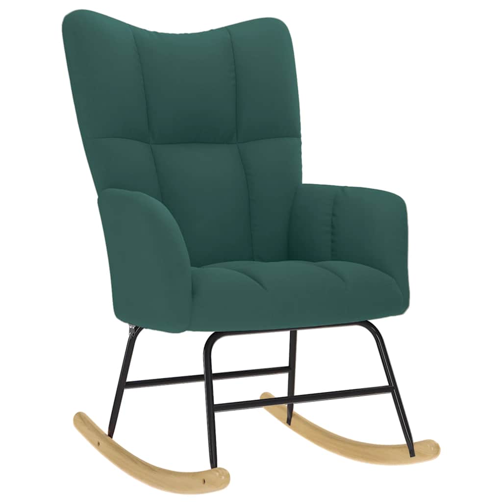 vidaXL Silla mecedora de tela verde oscura