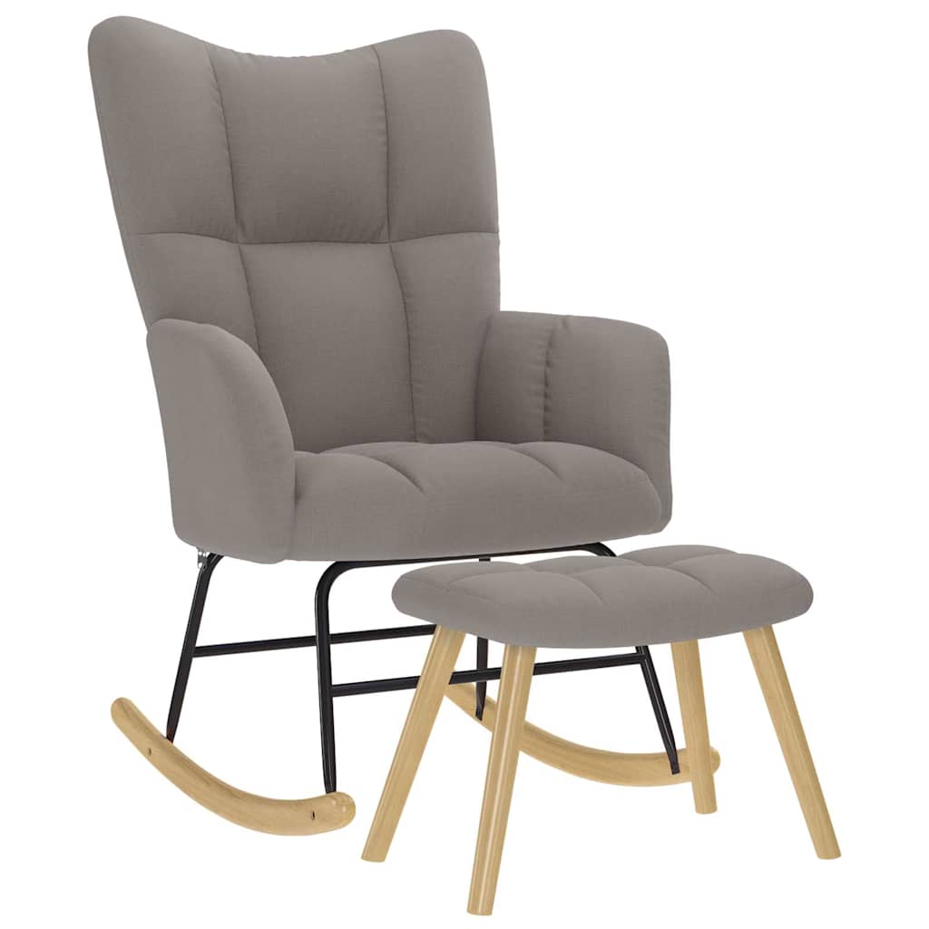 vidaXL Sillón mecedora con taburete tela gris taupe