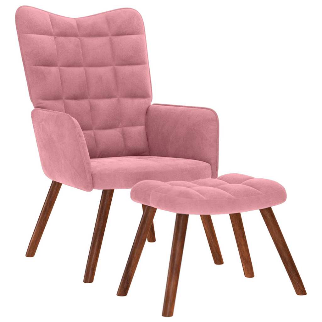 vidaXL Sillón de relax con reposapiés terciopelo rosa