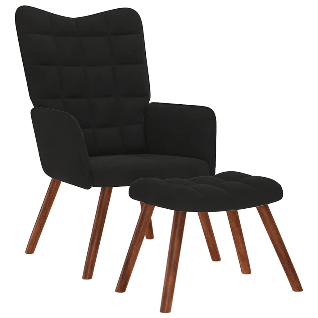 vidaXL Sillón relajante con taburete de terciopelo negro