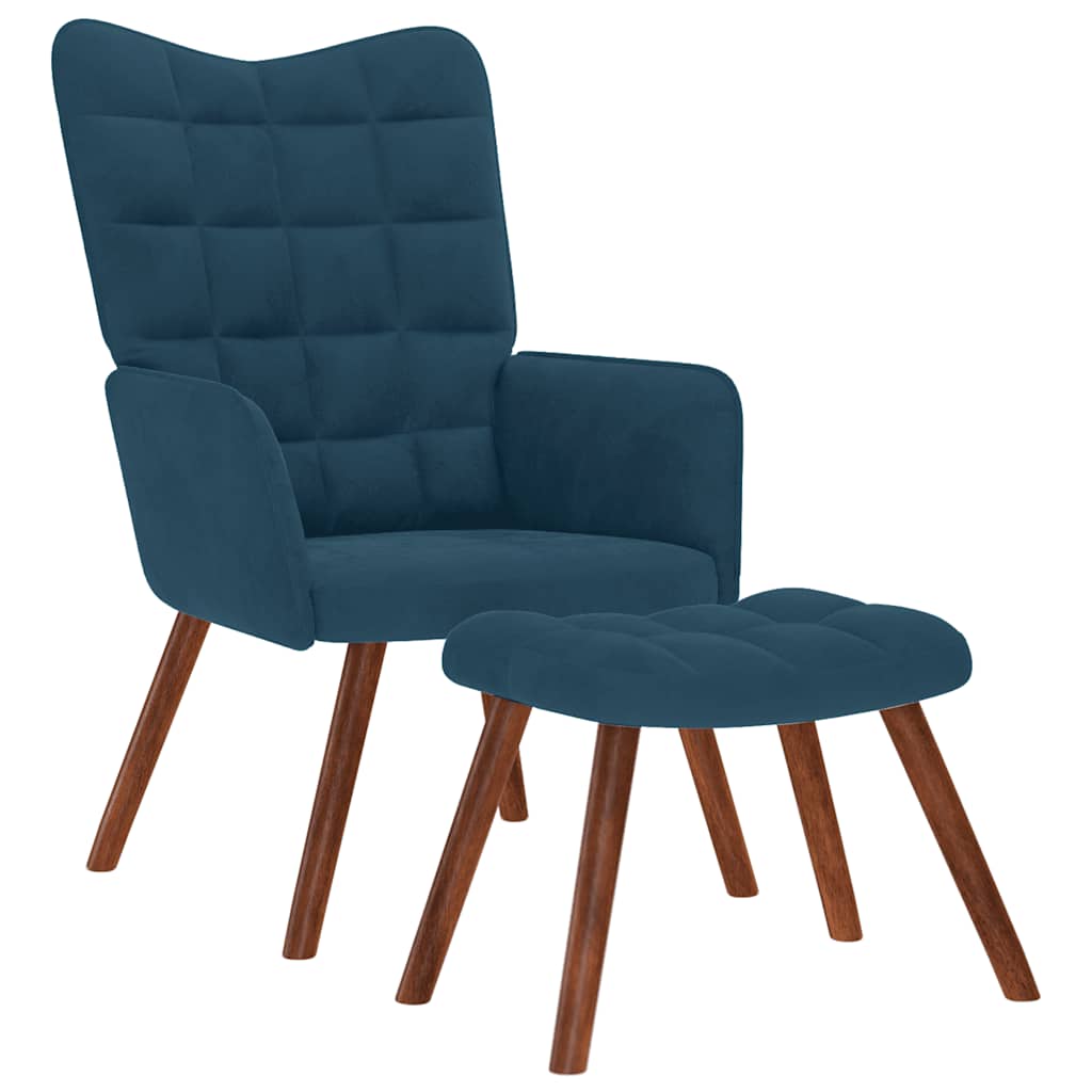 vidaXL Sillón de relax con reposapiés terciopelo azul