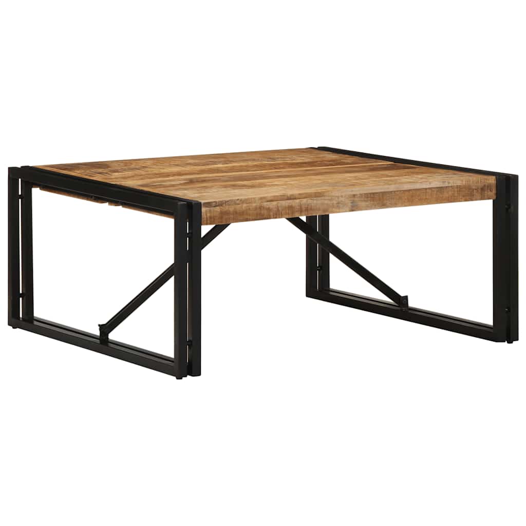 vidaXL Mesa de centro 80x80x35 cm madera maciza de mango rugosa