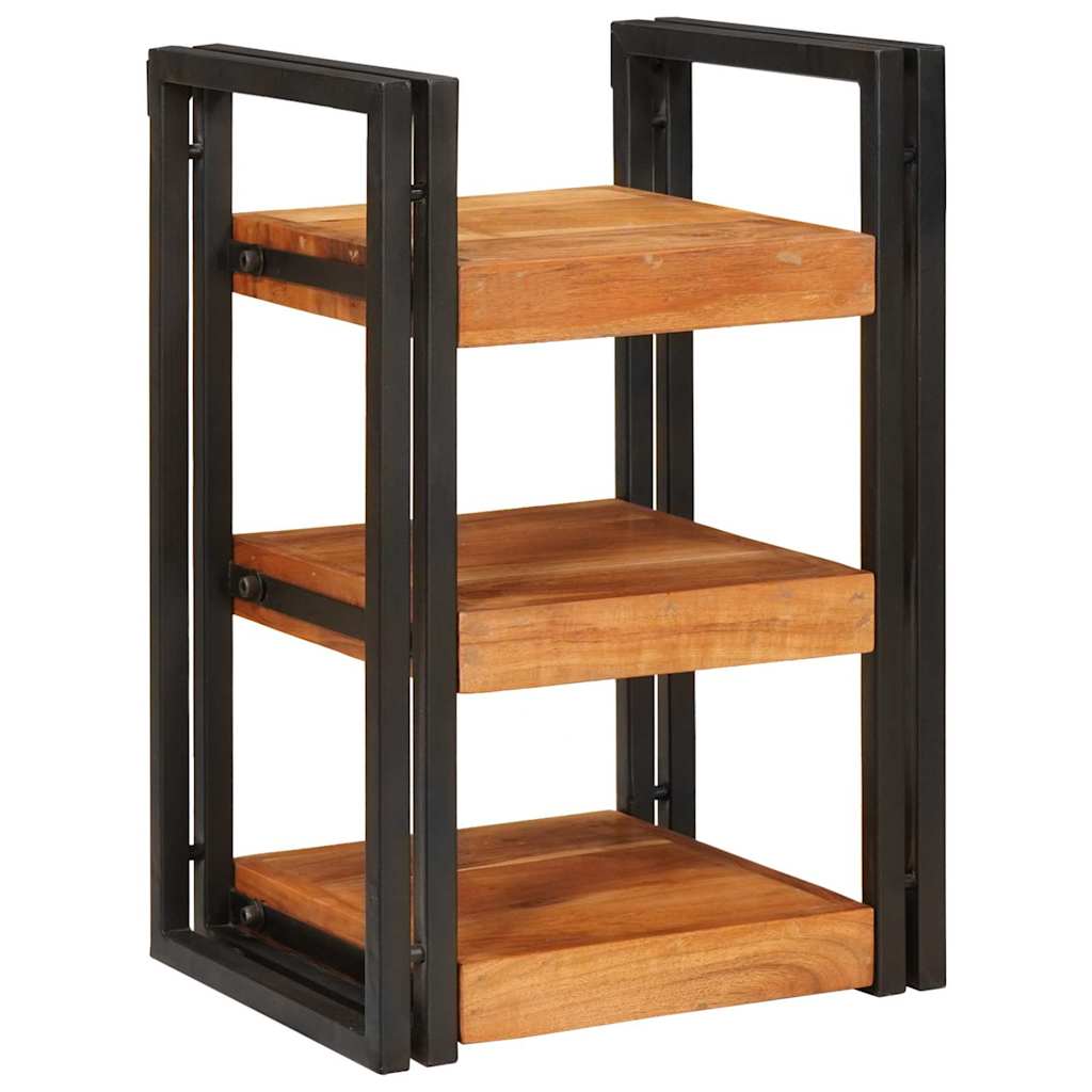 vidaXL Mesita de Noche Marrón y Negro Madera maciza de acacia