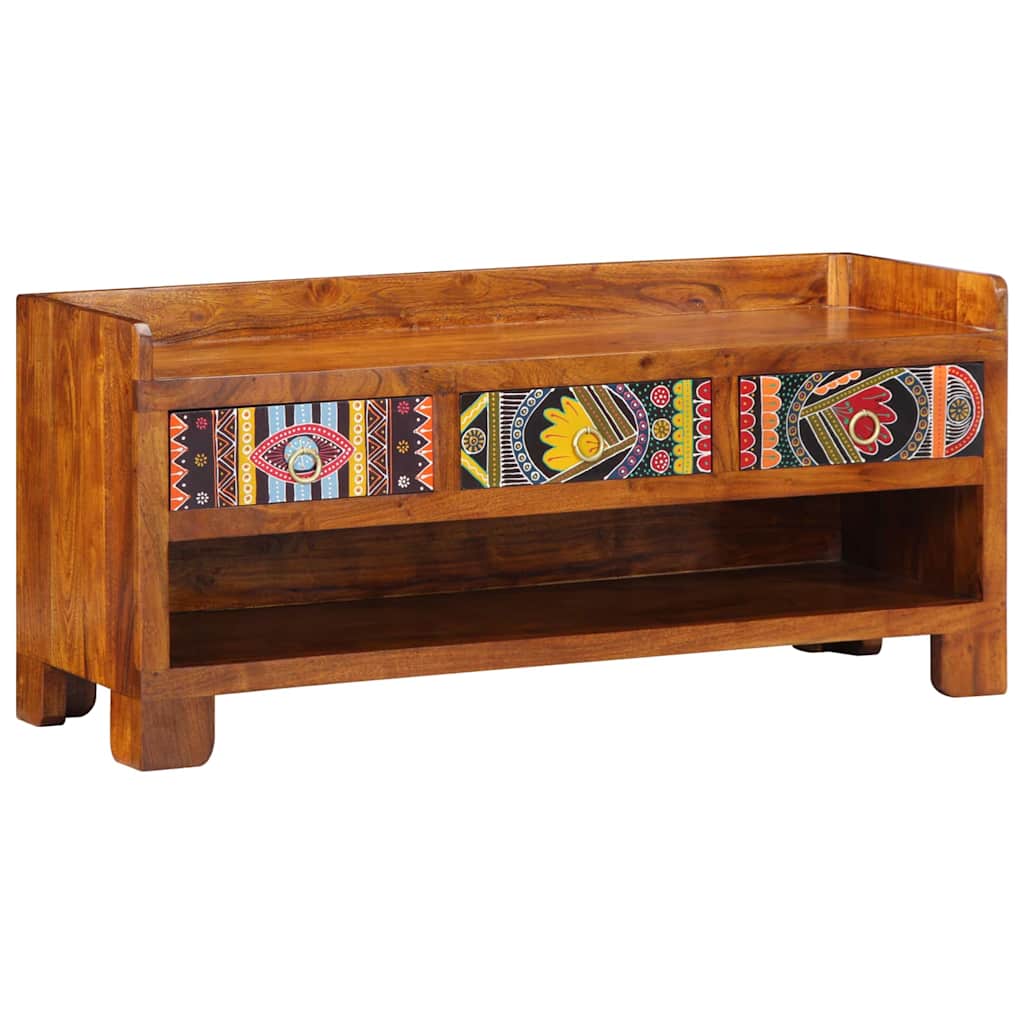 vidaXL Banco para zapatos con cajón Marrón miel 100 x 35 x 45 cm