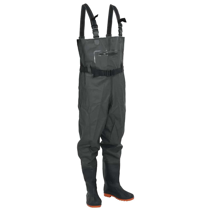 vidaXL Vadeador de pecho con botas y cinturón verde oscuro talla 43