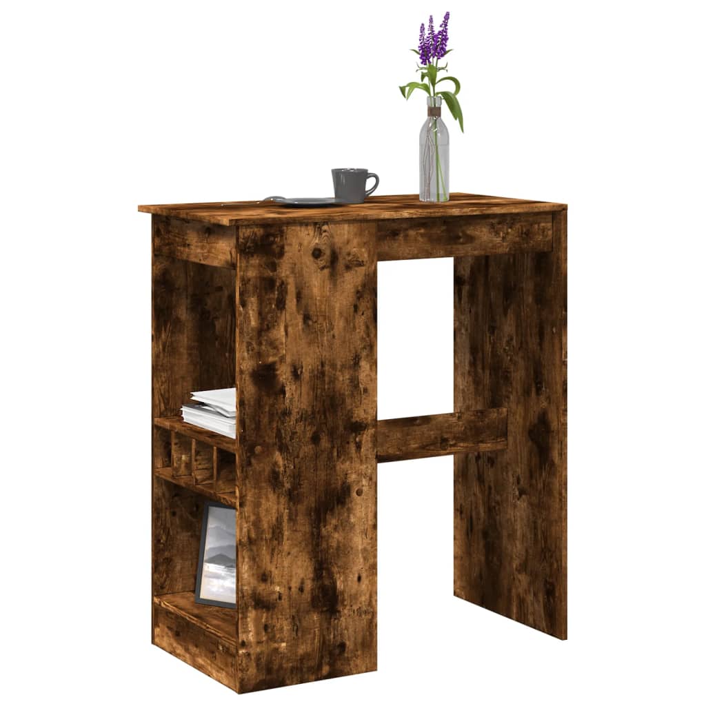 vidaXL Mesa alta con estantes madera roble ahumado 90x47,5x103,5 cm