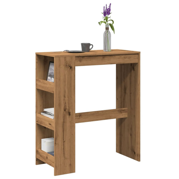 vidaXL Mesa alta con estantes madera roble artisian 90x40x103,5 cm
