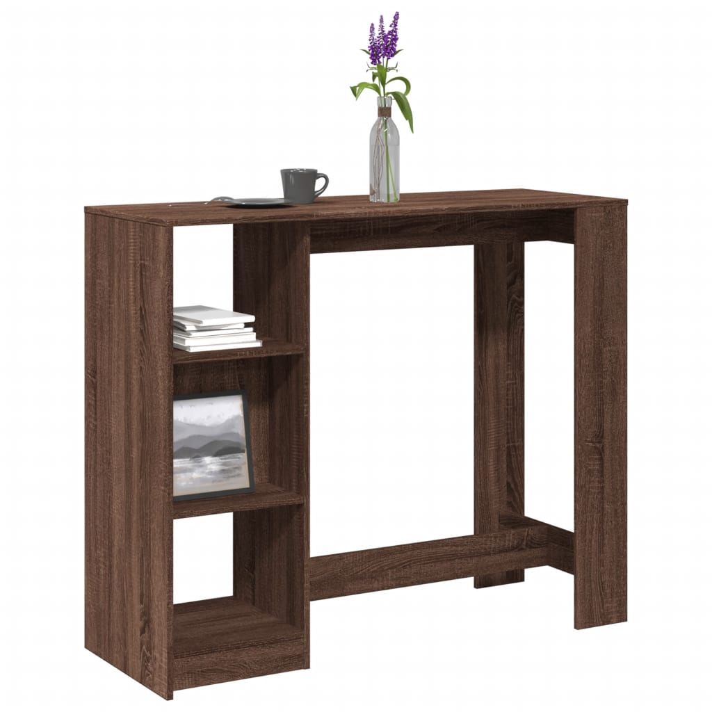 vidaXL Mesa alta con estante marrón roble 124x46x103,5 cm