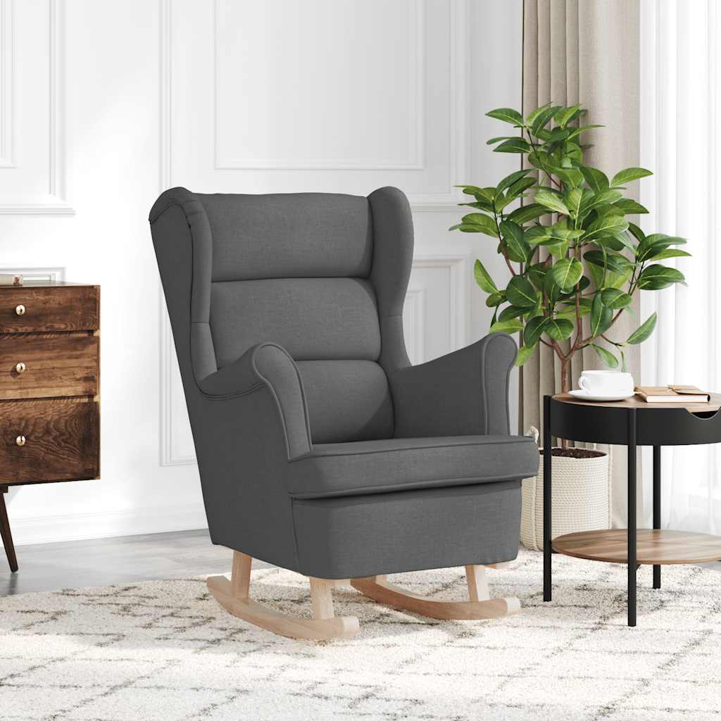 vidaXL Silla mecedora de tela gris oscuro 74x90x102 cm