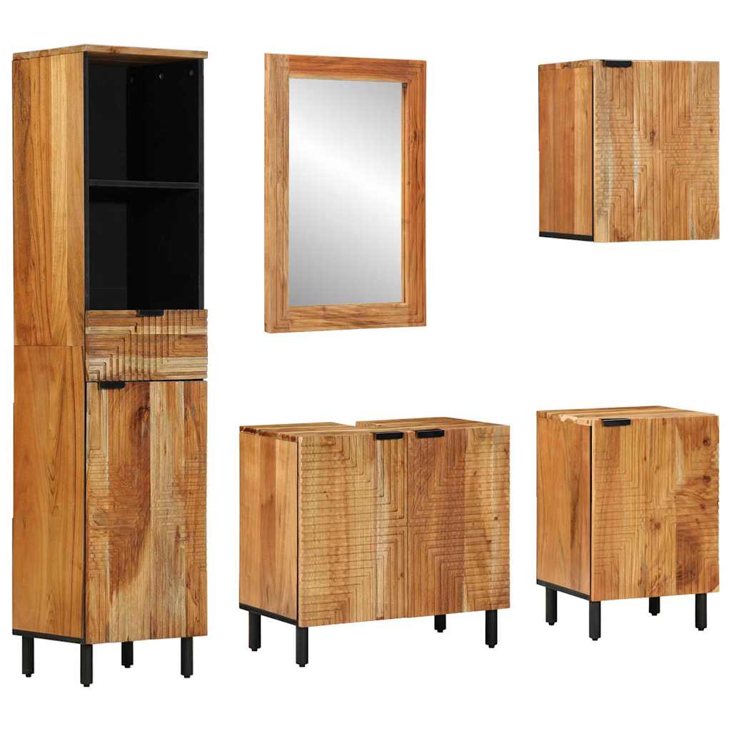 vidaXL Juego de Muebles de Baño 5 uds. Natural 38 x 33 x 160 cm