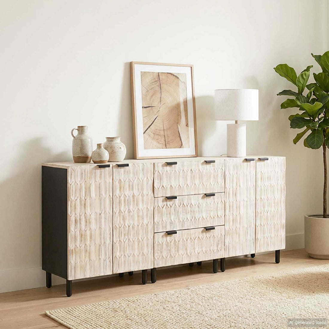 vidaXL Aparador 3 uds. 60 x 33 x 75 cm Madera de mango maciza