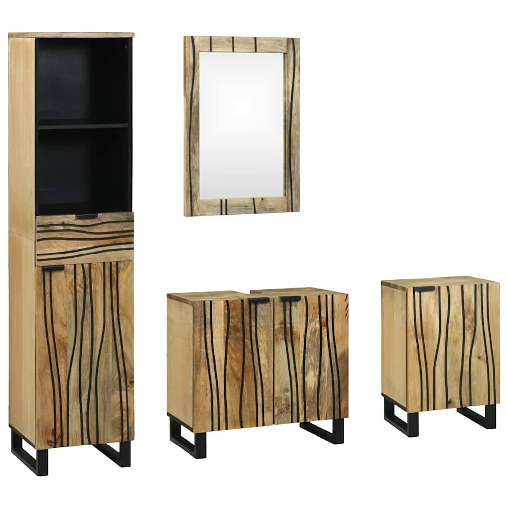 vidaXL Juego de muebles de baño 4 uds. Marrón Madera de ingeniería
