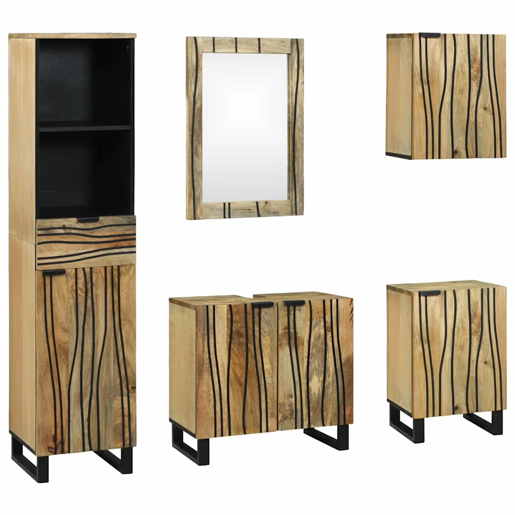 vidaXL Juego de muebles de baño 5 uds. Marrón 38 x 33 x 160 cm