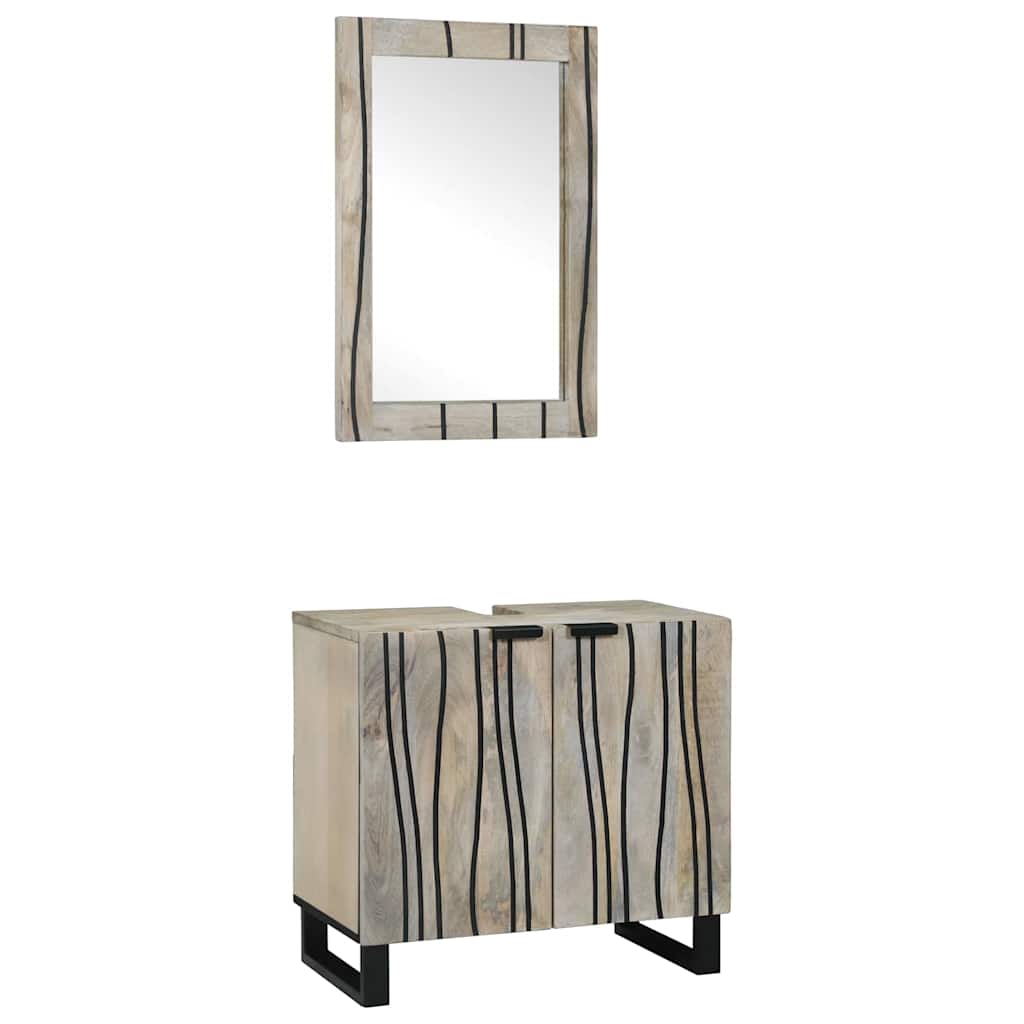 vidaXL Juego de Muebles de Baño 2 uds. Blanco Madera de mango maciza