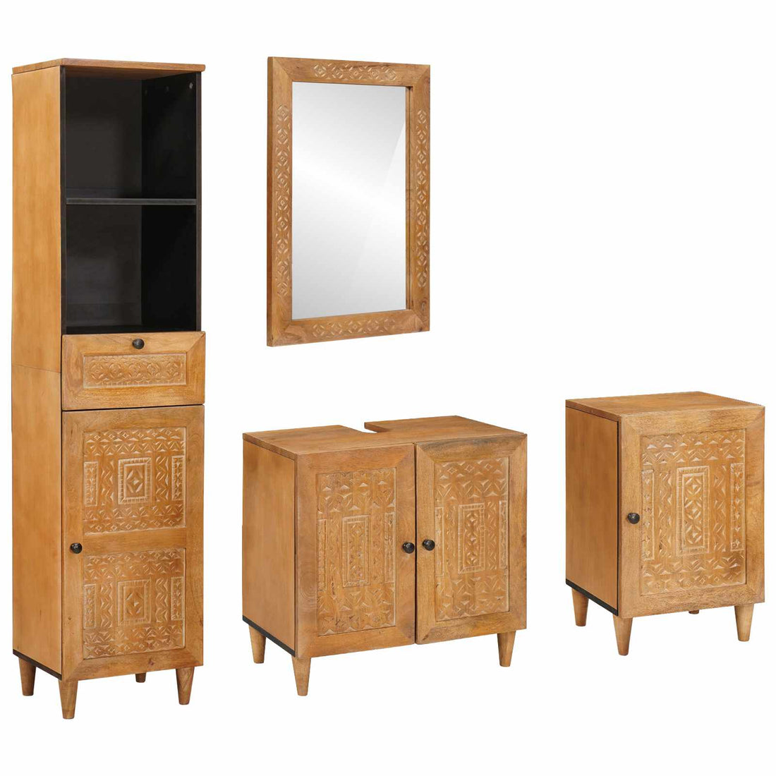 vidaXL Juego de muebles de baño 4 uds. Marrón Madera de ingeniería