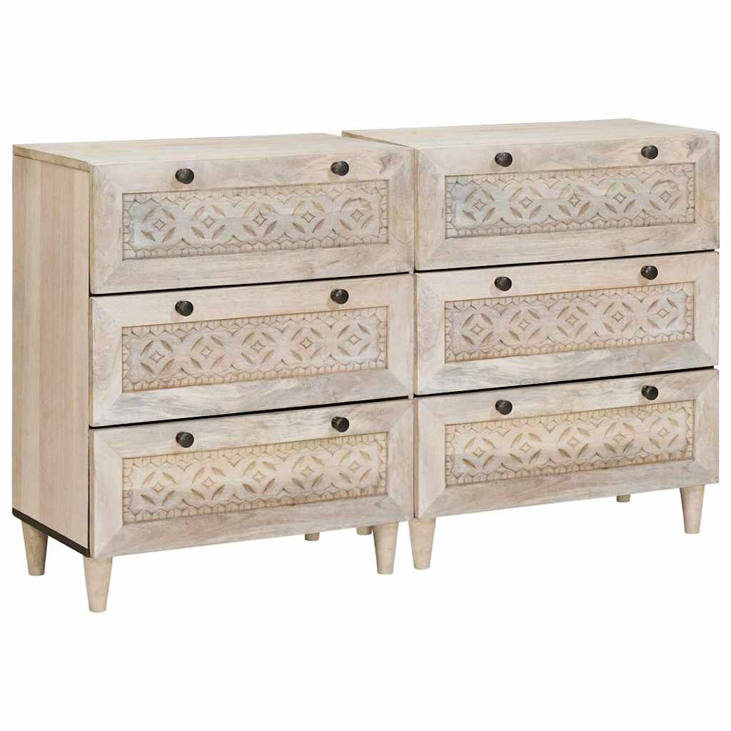 vidaXL Vitrina 2 uds. 120 x 33,5 x 75 cm madera maciza de mango Blanco