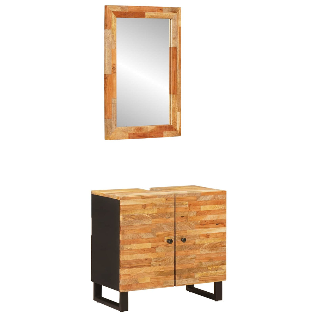 vidaXL Juegos de Baño 2 uds. Natural Madera de mango maciza