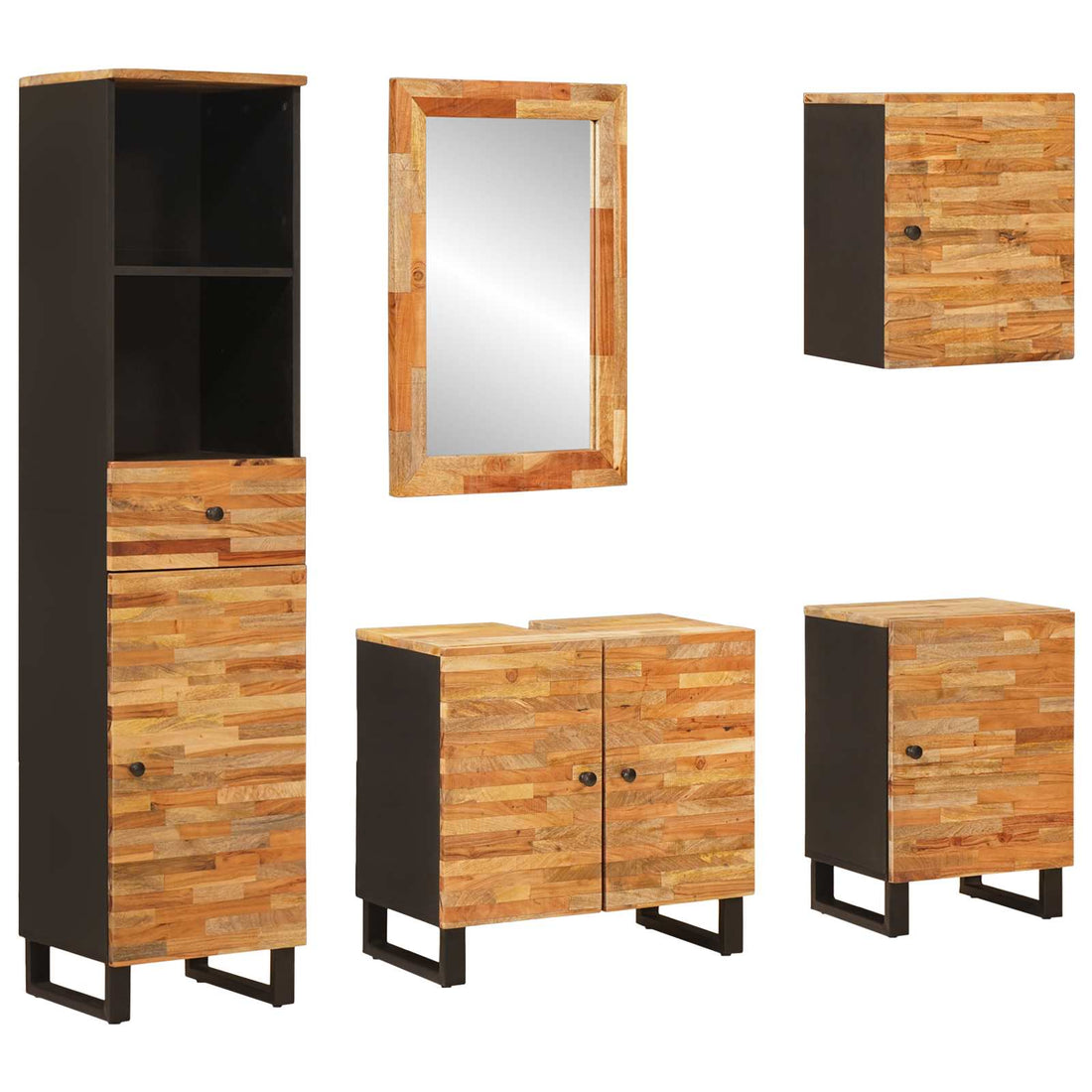 vidaXL Juegos de Baño 5 uds. Natural 38 x 33 x 160 cm
