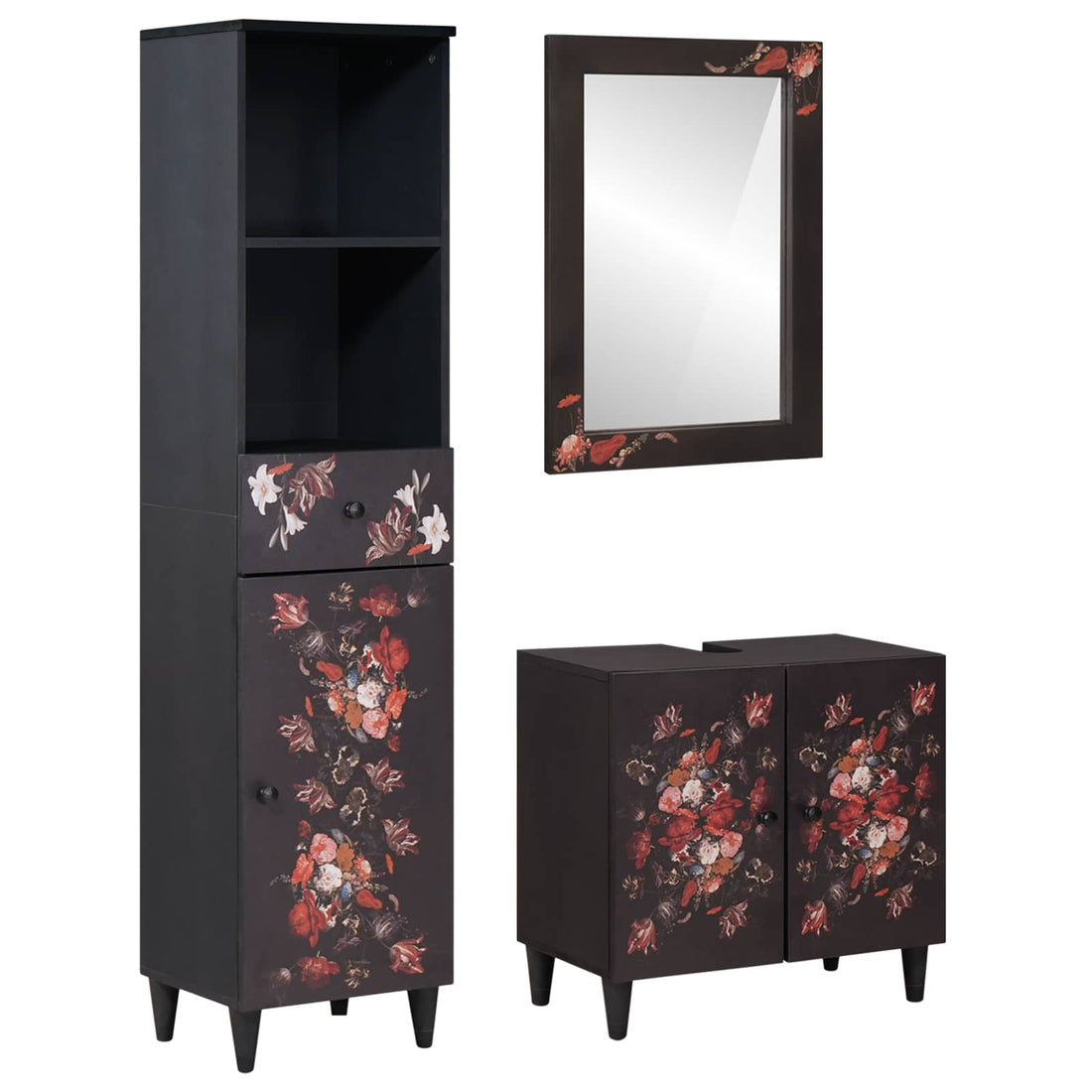 vidaXL Juego de Muebles de Baño 3 uds. Madera de mango maciza