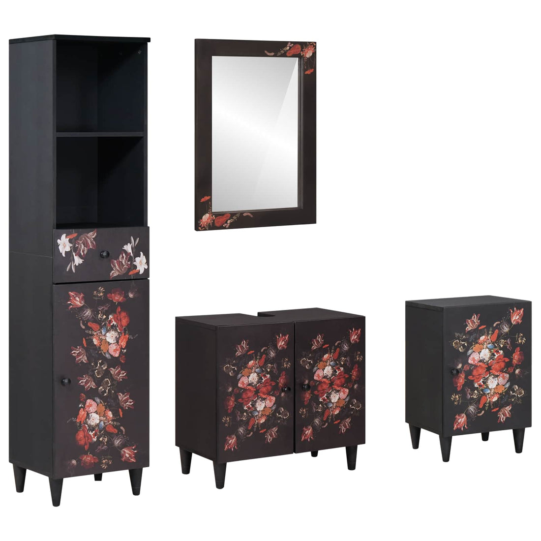 vidaXL Juego de Muebles de Baño 4 uds. Madera de mango maciza
