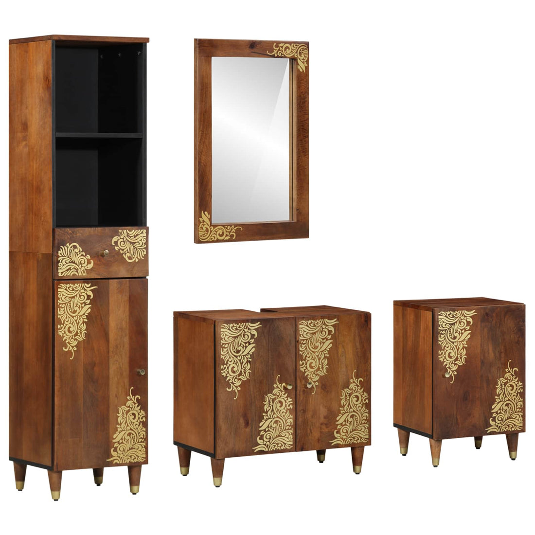 vidaXL Juego de Muebles de Baño 4 uds. Marrón miel 62 x 33 x 58 cm