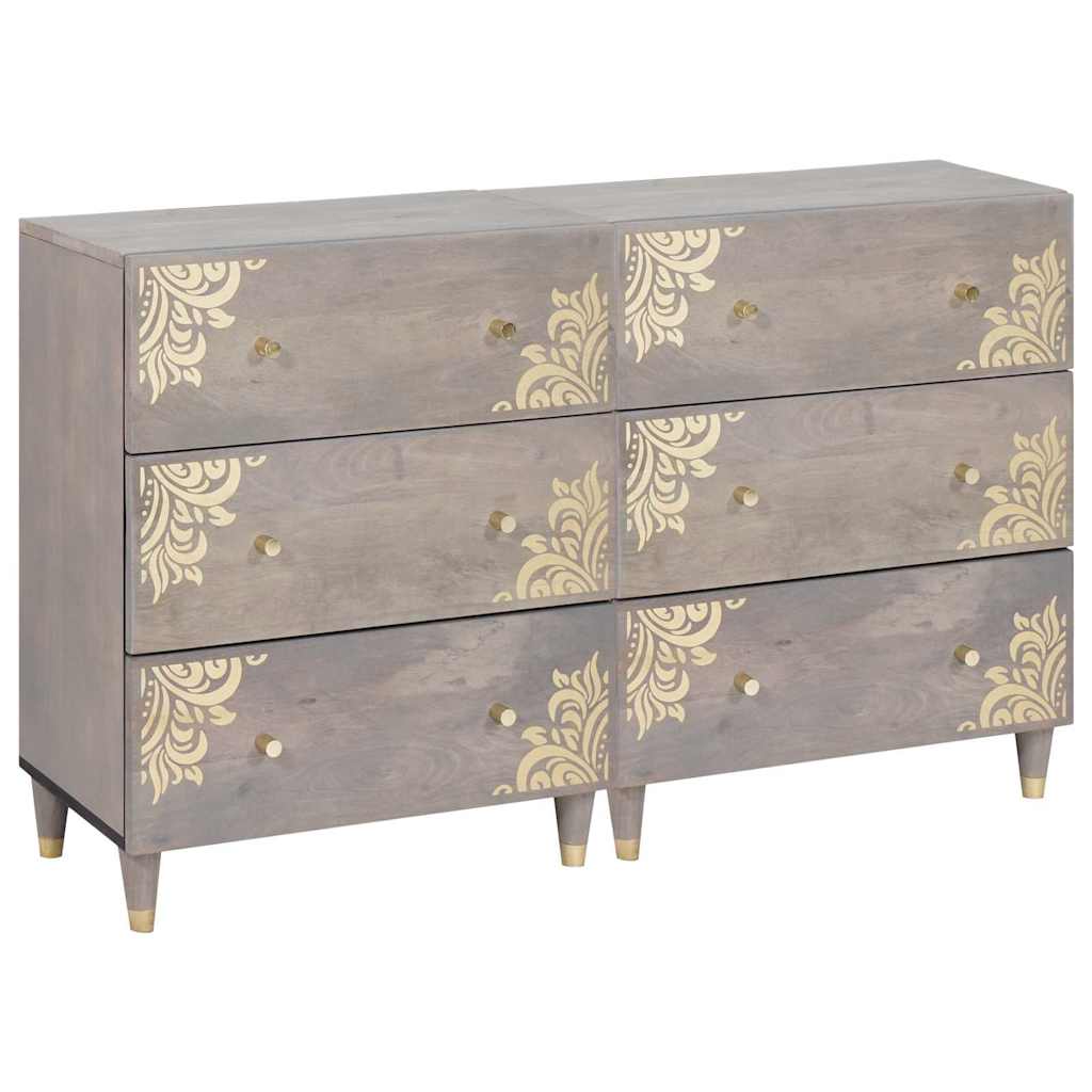 vidaXL Aparador 2 uds. 60 x 33 x 75 cm Madera de mango maciza Gris