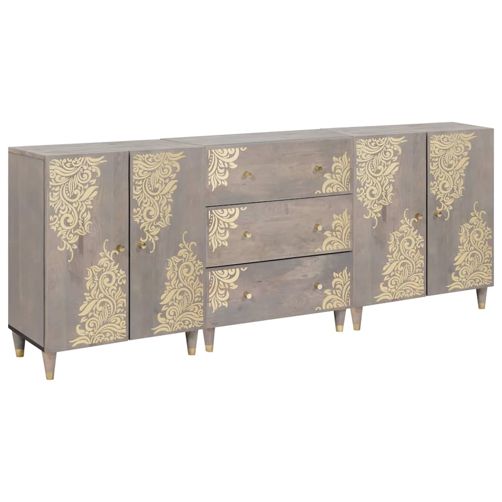 vidaXL Juego de Muebles de Baño 3 uds. 180 x 33 x 75 cm Gris y dorado