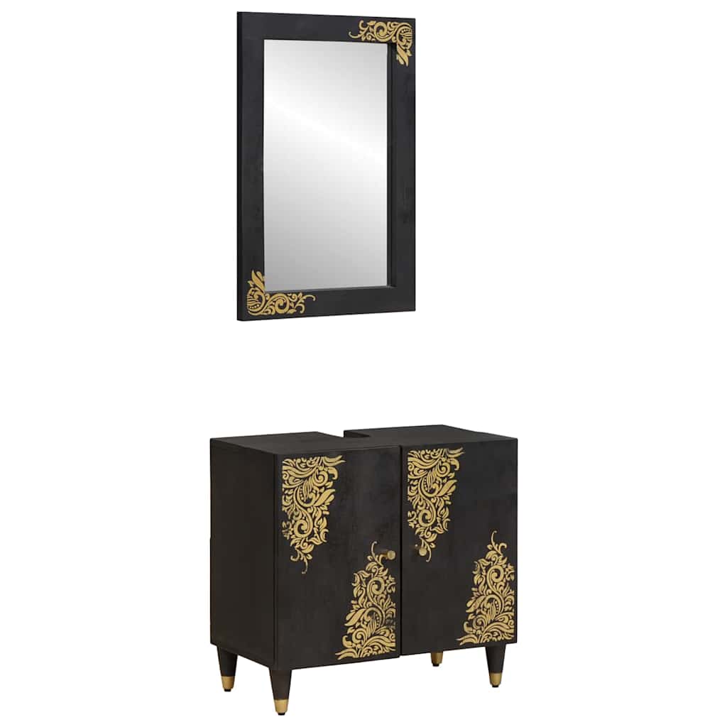 vidaXL Juego de Muebles de Baño 2 uds. Negro 62 x 33 x 58 cm