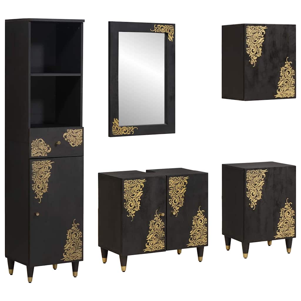 vidaXL Juego de Muebles de Baño 5 uds. Negro 62 x 33 x 58 cm
