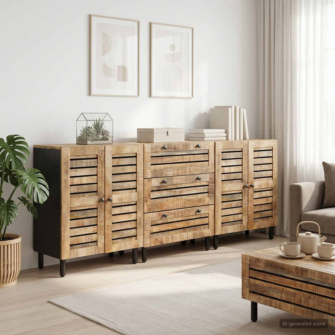 vidaXL Armarios de Almacenamiento 3 uds. 180 x 33 x 75 cm Natural