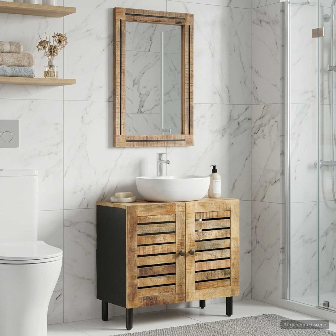 vidaXL Juego de Muebles de Baño 2 uds. Natural 62 x 33 x 58 cm