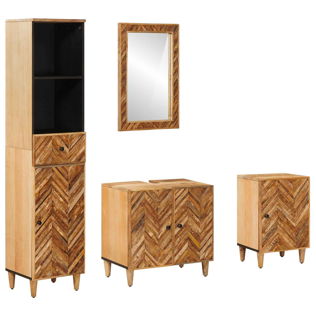 vidaXL Juego de Muebles de Baño 4 uds. Madera de mango maciza