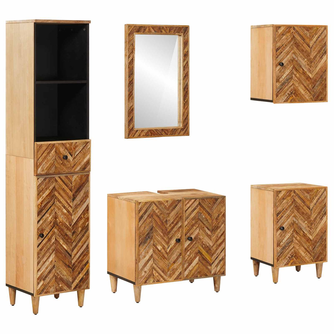 vidaXL Juego de Muebles de Baño 5 uds. Madera de mango maciza