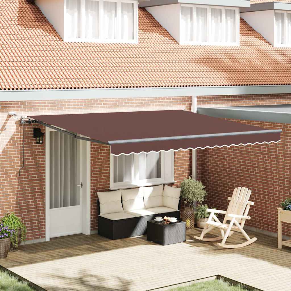 vidaXL Toldo retráctil automático con luces LED marrón 400x300 cm